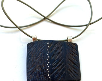 Ebony wood pendant with string