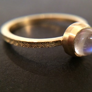 Gold hammered moonstone ring image 1