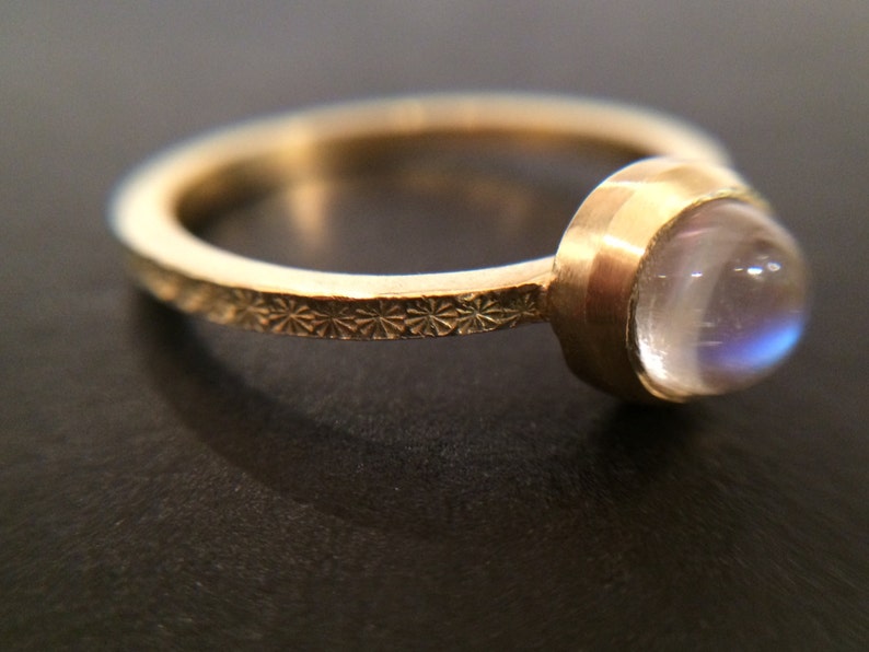 Gold hammered moonstone ring image 1