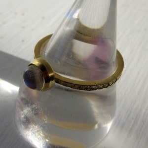 Gold hammered moonstone ring image 4