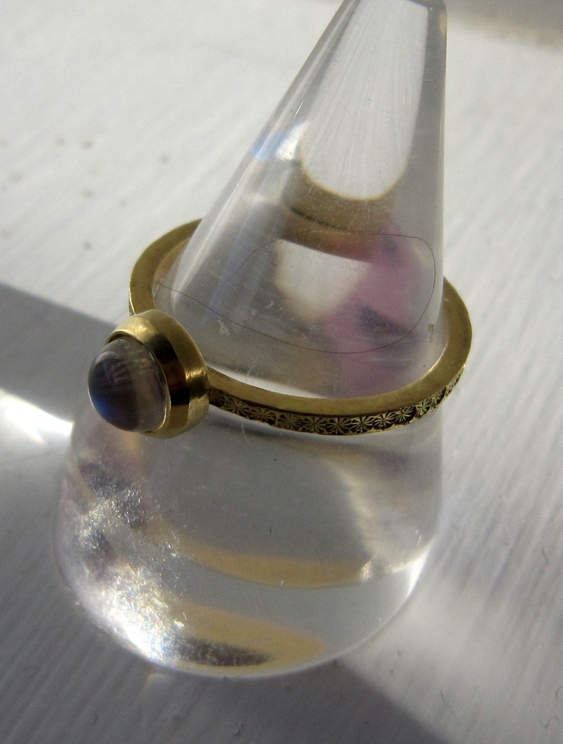 Gold hammered moonstone ring image 4