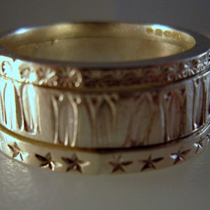 Anillos de plata apilables con dibujos 2mm