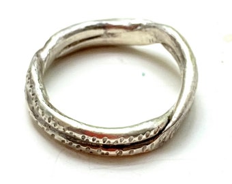 Silver Twisted Chunky Patterned Ring