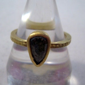Grey pear shaped diamond 18ct gold ring image 2