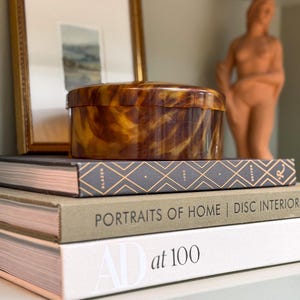 Vintage Faux Tortoiseshell Box, Made in England Dressing Table Container