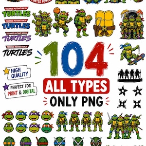 Ninja Turtles PNG, Turtles Png ,Ninja Turtles Clipart,High Resolution 300 DPI,Turtles T-Shirt,Turtles Design,Turtles Mug Wrap,PNG File Only