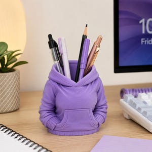 Cute Hoodie Pencil Pot | Pen Holder | Desk Organiser | Stationery Holder | Student Desk Accessory | Teacher Desk Gift, Lots of colours