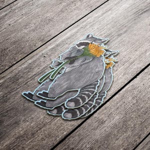 Sticker zonnebloem wasbeer
