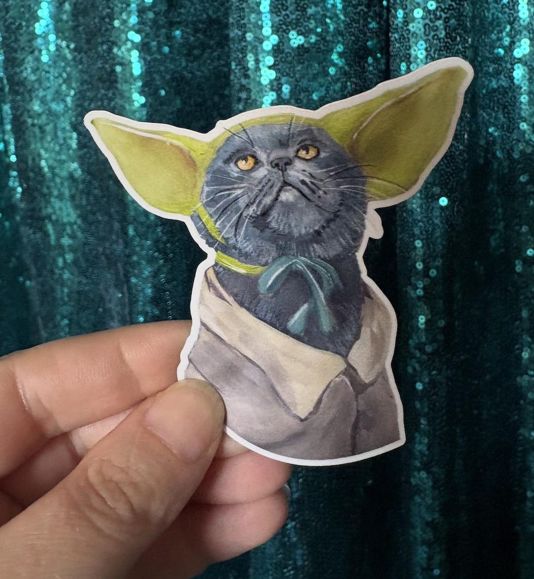 Lil Alien Cat, Gouache Painting Sticker - Etsy
