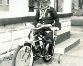 Little Hopalong Cassidy on Bicycle Vintage Cowboy Costume Hat Photo Training Wheels