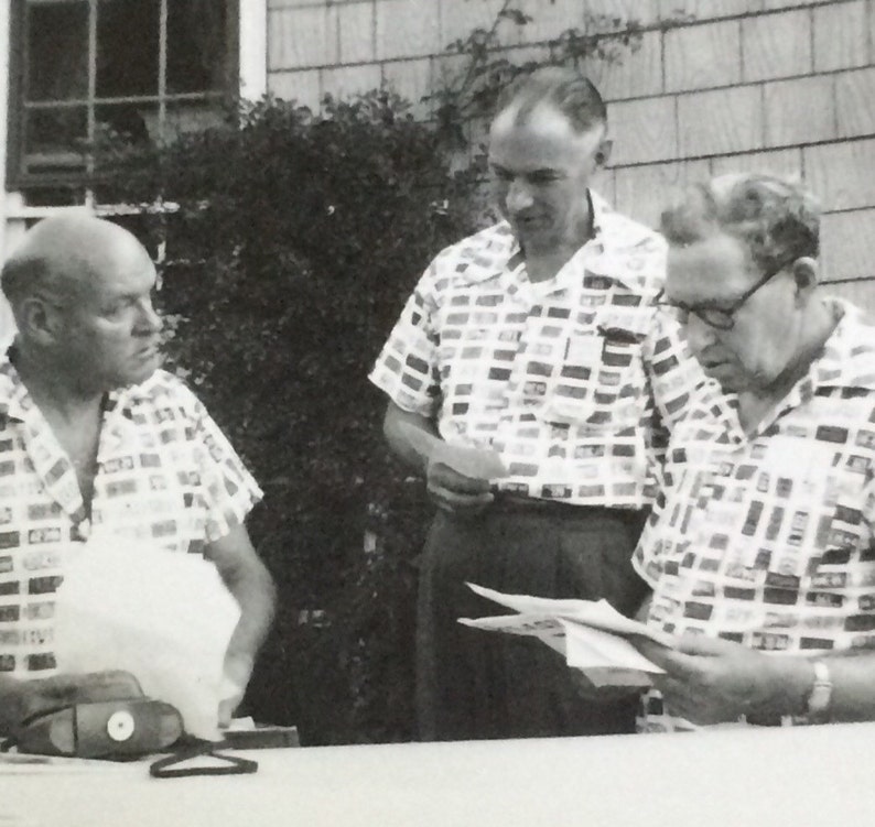 Three Swinging Guys in Matching Shirts Vintage Photo image 1