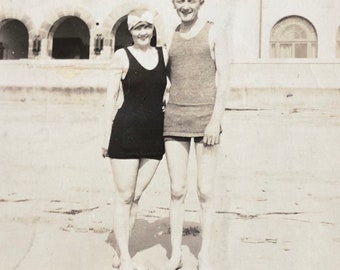 Antique Swimsuit Couple Vintage Photo We’re Here Because We’re Here