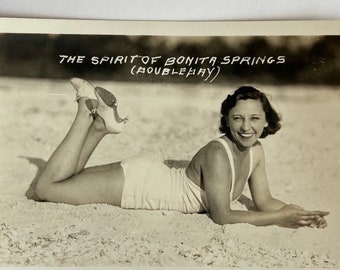 Bathing Beauty Vintage Doubleday Real Photo Postcard RPPC Spirit of Bonita Springs, FL