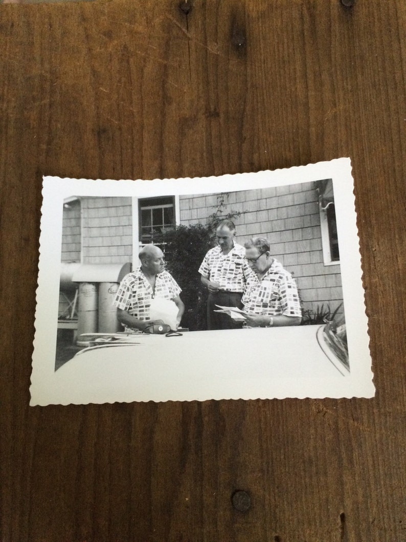 Three Swinging Guys in Matching Shirts Vintage Photo image 2