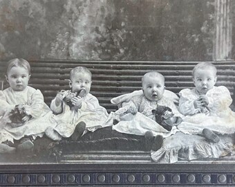 Quadruplets Antique Photo Multiple Births Babies Oklahoma Thelma, Euda, Vera & Chester