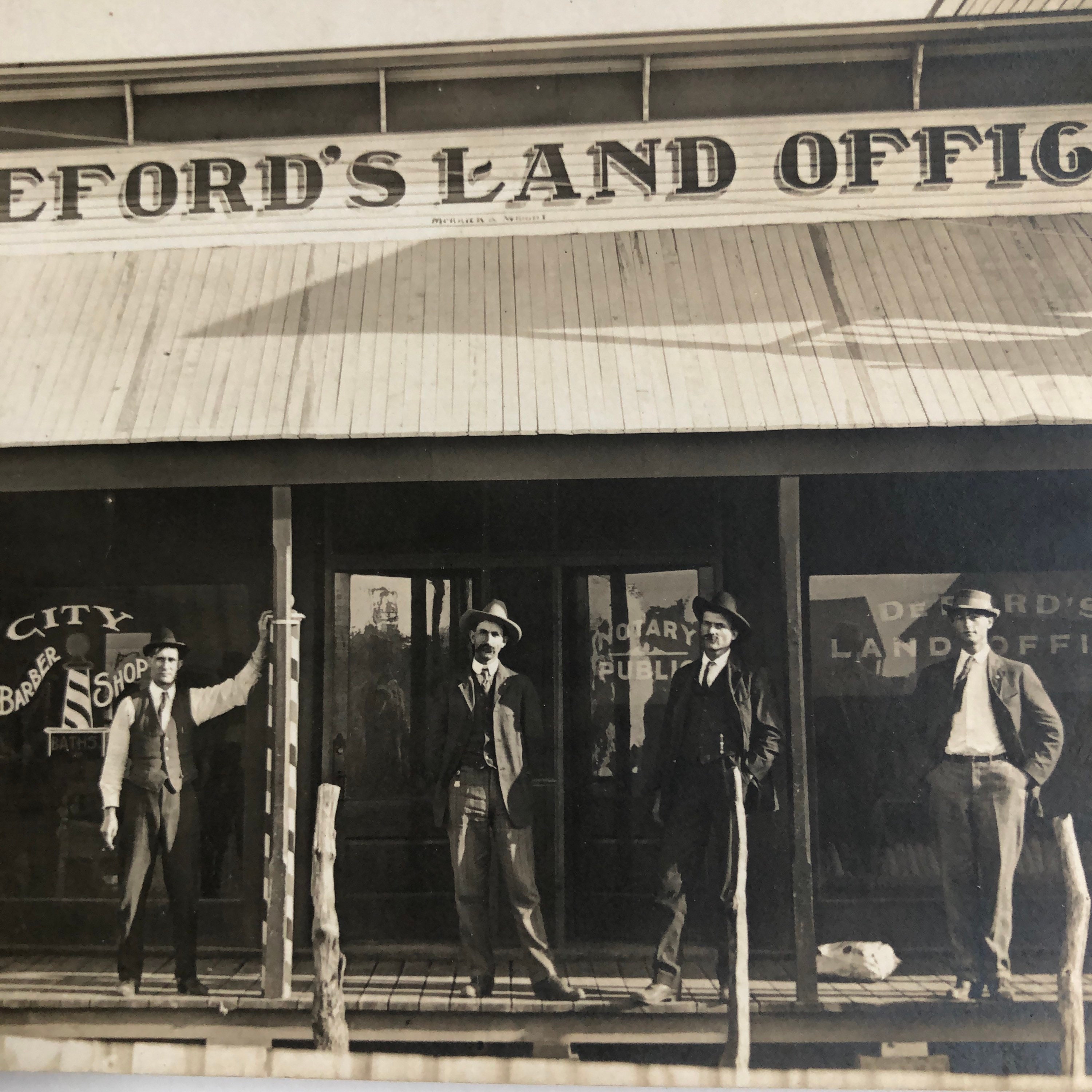 Deford’s Land Office Antique Real Photo Postcard RPPC Oakwood Dewey