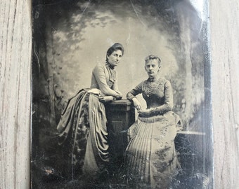 Full Plate Tintype Victorian Fashion Large Antique Ferrotype Civil War Era Photo