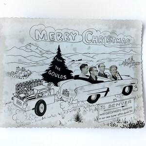 Vintage foto kerstkaart originele kunstwerk jaren 1950 Dr Don B Gould Family