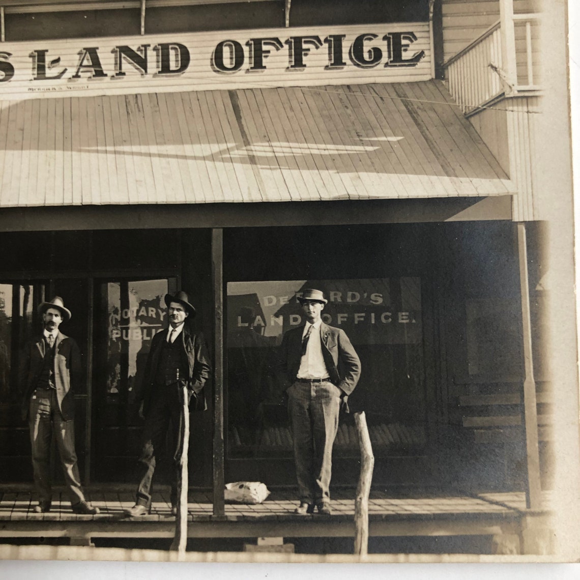 Deford’s Land Office Antique Real Photo Postcard RPPC Oakwood Dewey