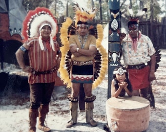 Native Americans in Feathers Vintage Found Polaroid Photo