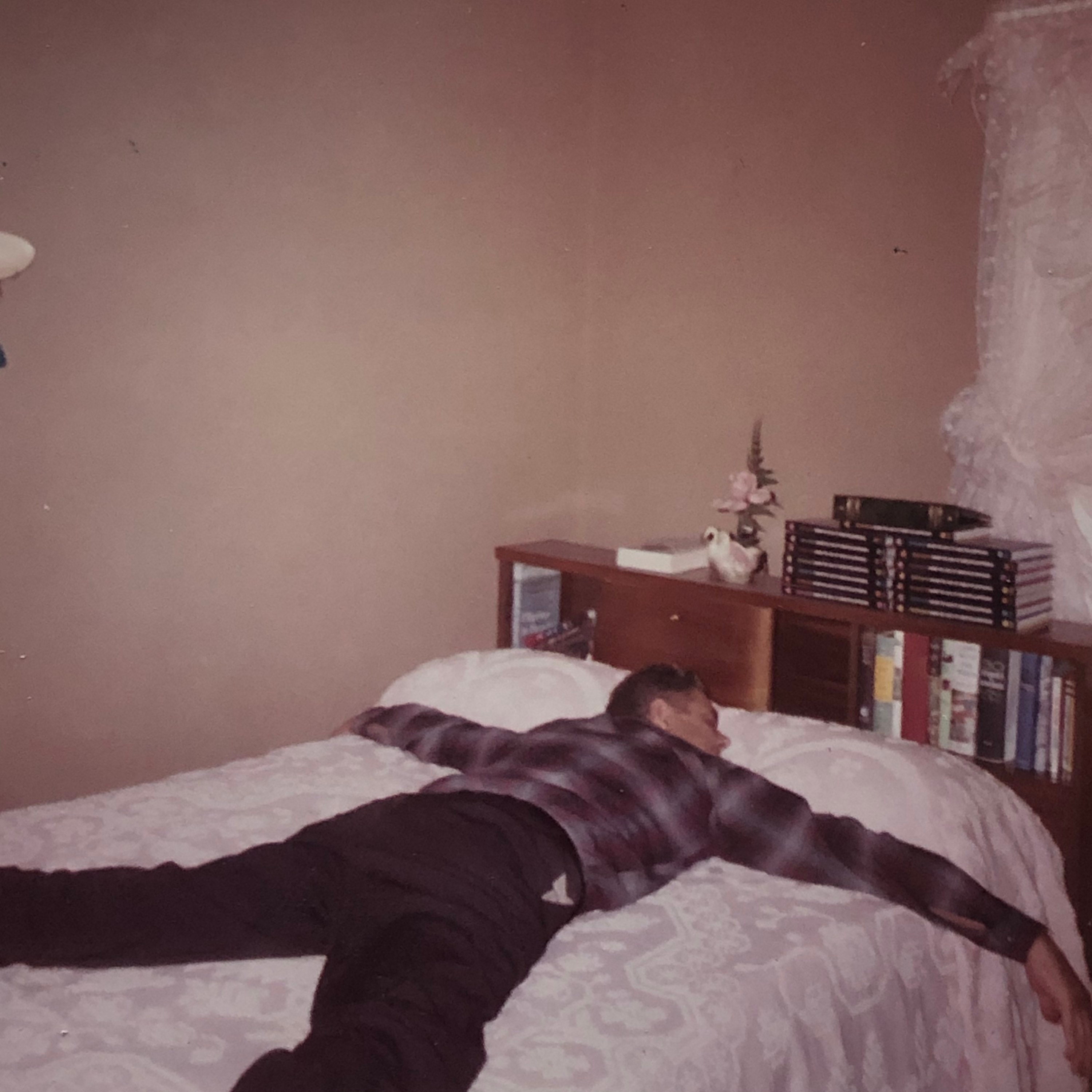 Man Spread Eagle Face Down Asleep Vintage Photo Nap Napping