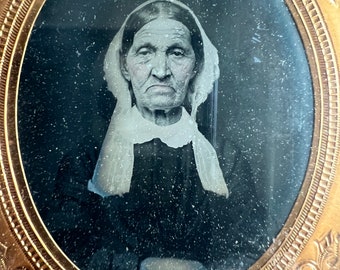 Elderly Woman Antique Ambrotype Folk Art Americana