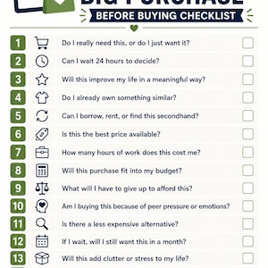 Buying Checklist, 15 Purchase Questions for Budgeting and Smart Spending