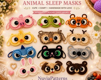 Modèle PDF d'étui à lunettes au crochet 18 en 1, porte-lunettes animal, pochette de lunettes de soleil kawaii, lot au crochet Amigurumi, cadeau DIY, couvre-lunettes