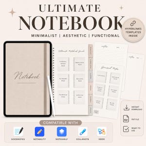 Ultimate Digital Notebook | 30+ Reusable Templates | Undated | Creativity, Productivity, Technical, Academic, and Lifestyle PDF |