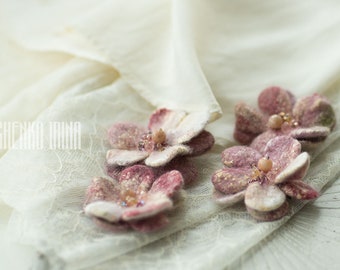 4 Felted Flowers Brooches Felted Flowers Womens Jewelry Wool Silk Brooches Accessories