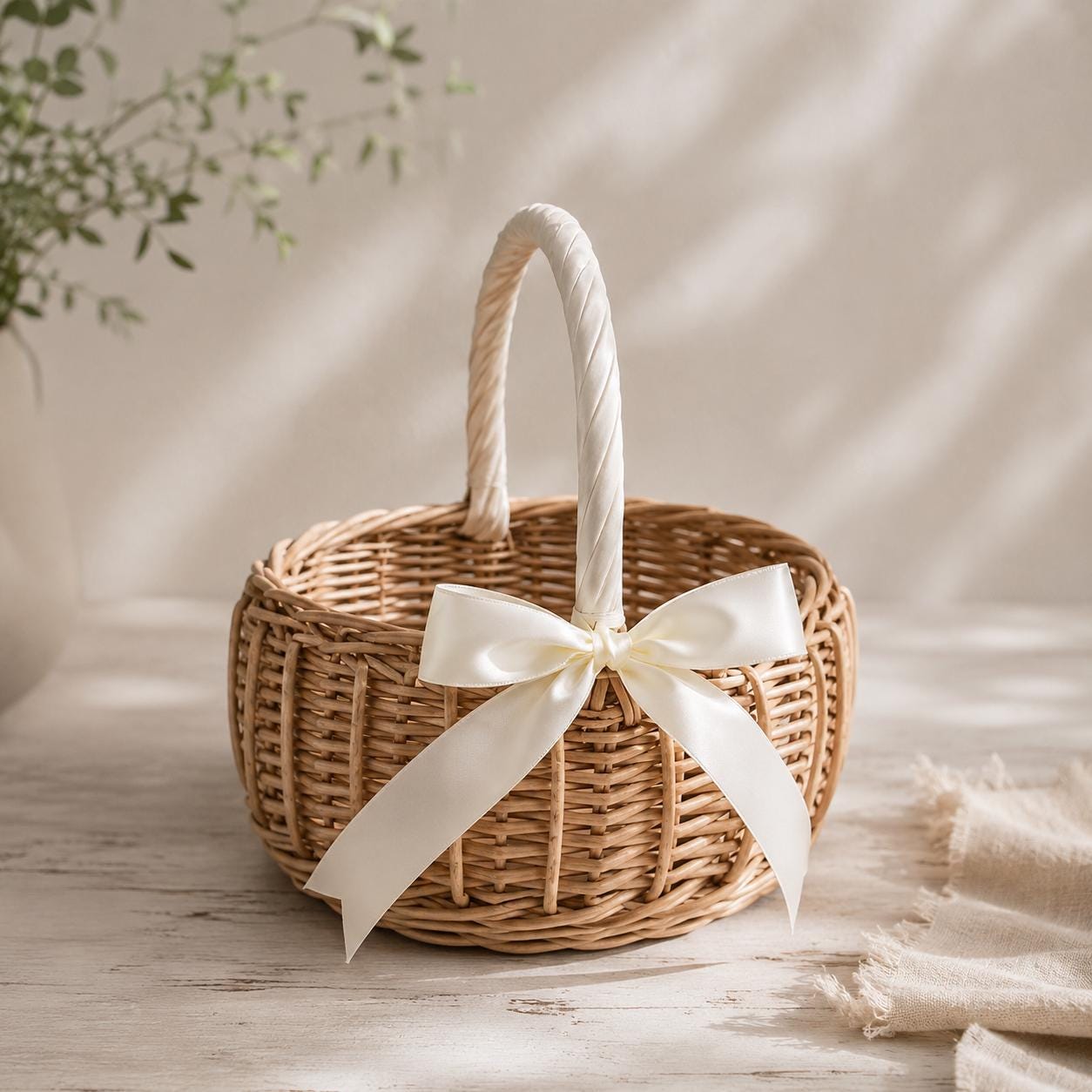 Vintage Wicker Basket With Handle - Etsy