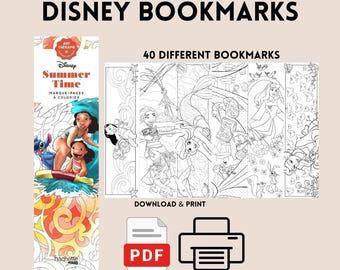 Juego de 40 marcapáginas de verano. Páginas para colorear imprimibles.