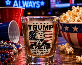Trump 45-47 Shot Glass | Patriotic Barware, Collector's Item