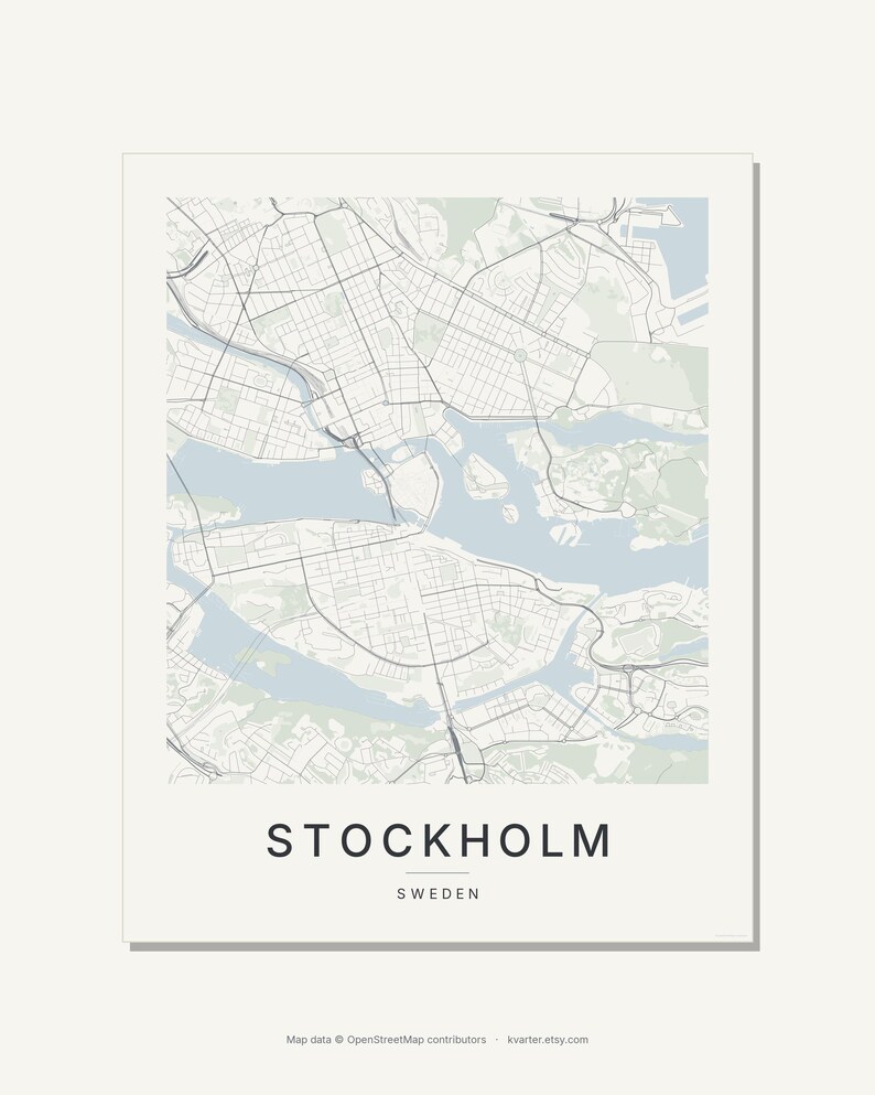 Stockholm Map Print, Stockholm Poster, Scandinavian Wall Art, Minimalist City Map, Sweden Printable, Digital Download, Housewarming Gift image 4