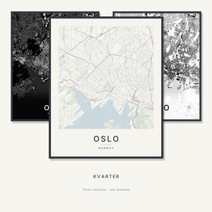 Oslo Map Print, Printable Wall Art, Oslo Poster, City Map Digital Download, Minimalist Scandi Decor, Housewarming Gift image 1