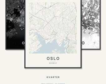 Oslo Map Print, Printable Wall Art, Oslo Poster, City Map Digital Download, Minimalist Scandi Decor, Housewarming Gift