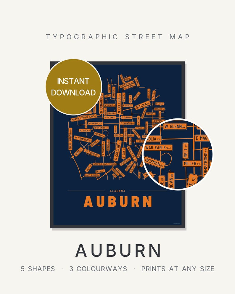 Auburn map wall art — Listing image 01 — hero