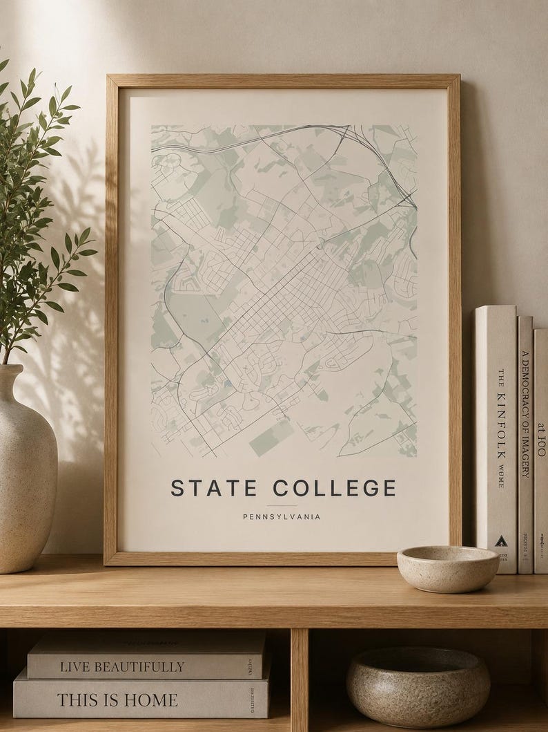 State College map wall art — Listing image 06 — sizes
