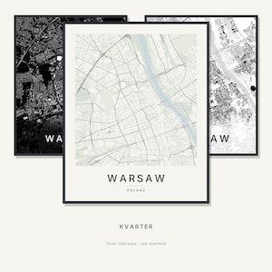Warsaw Map Print, Warsaw Poster, Modern Wall Art, Minimalist City Map, Poland Printable, Digital Download, Housewarming Gift
