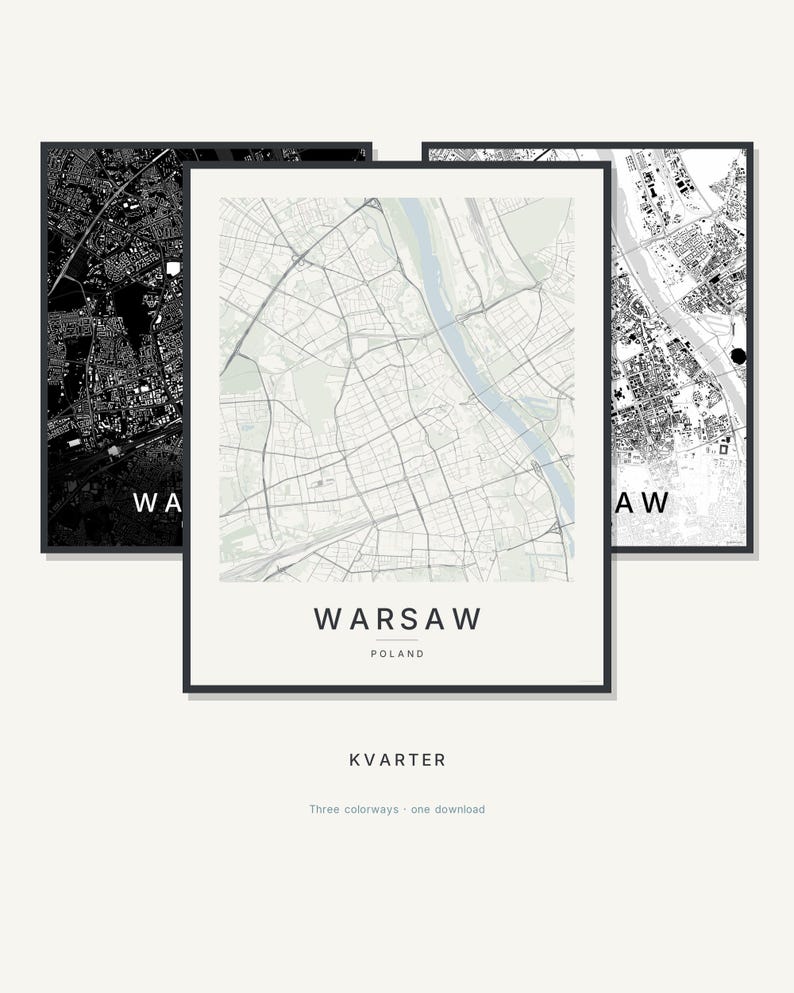 Warsaw map wall art — Listing image 01 — hero