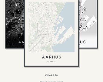 Aarhus-Stadtplan, Aarhus-Poster, Skandinavische Wandkunst, Minimalistischer Stadtplan, Dänemark-Druckvorlage, Digitaler Download, Einzugsgeschenk