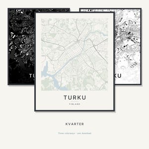 Turku Map Print, Wall Art, Printable, Digital Download, Minimalist City Map Poster, Scandi, Housewarming Gift image 1