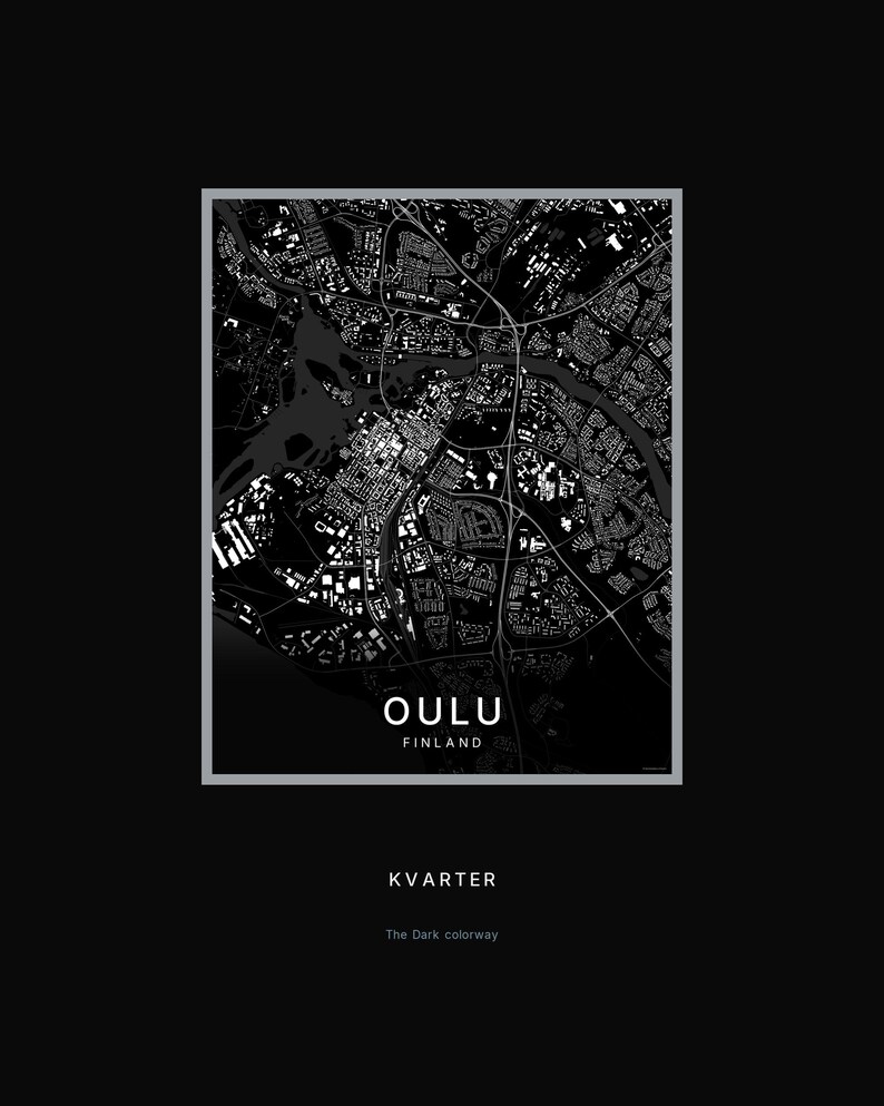 Oulu map wall art — Listing image 08 — hero dark
