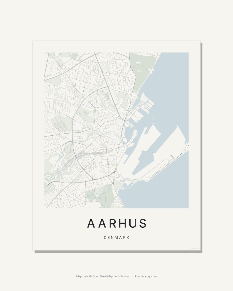 Aarhus Map Print, Wall Art, Printable, Digital Download, Minimalist City Map Poster, Scandi Housewarming Gift image 3