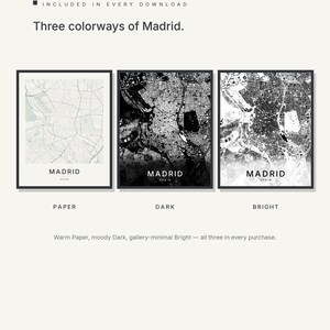 Madrid map wall art — Listing image 02 — colorways