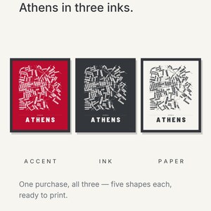 Athens map wall art — Listing image 05 — colorways