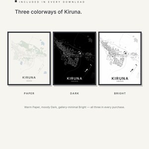 Kiruna Map Print, Wall Art, Printable Digital Download, Minimalist City Map, Scandi Poster, Housewarming Gift image 2