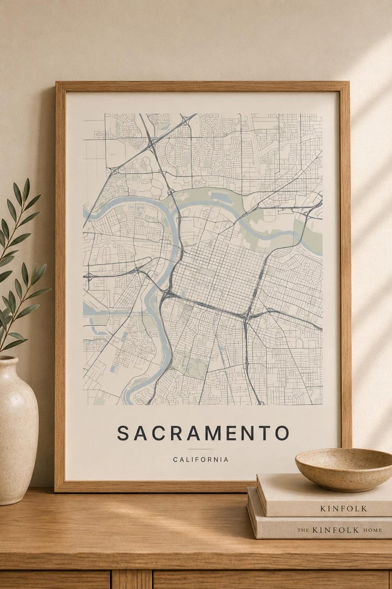 Sacramento map wall art — Listing image 03 — flat