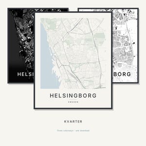 Helsingborg-Stadtplan als Kunstdruck, Wandbild zum Ausdrucken, Digitaler Download, Minimalistisches Stadtplan-Poster, Skandinavische Deko, Einzugsgeschenk Bild 1