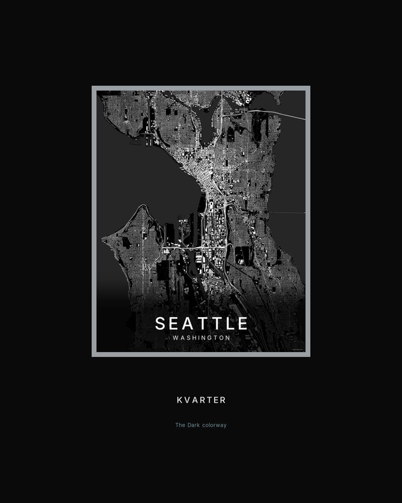 Seattle map wall art — Listing image 08 — hero dark